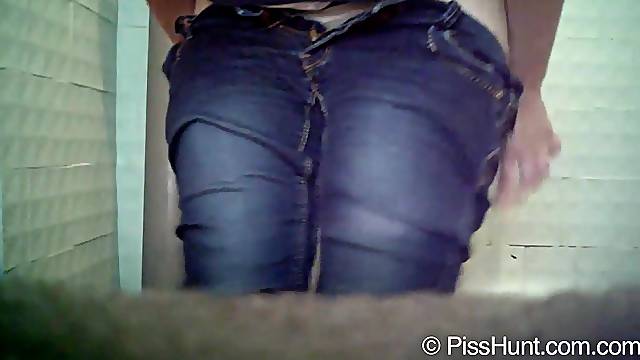 Beauty is peeing on the hidden camera