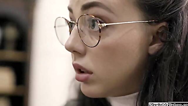 Maid teen is tricked by social worker into her 1st banging