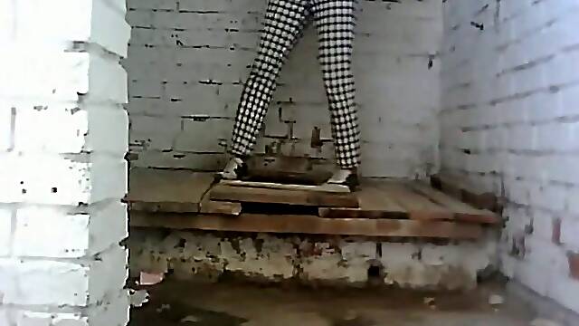 White lady in black and white pants has really freaky holes