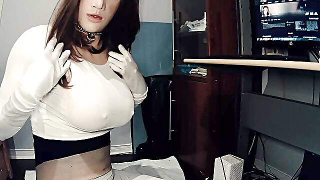 White Anine Pt4! Pornhub and chill in woman mask Anine!