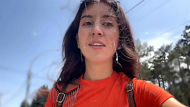 Crazy Girl Sucking Dick in the Bushes - Huge Facial Public Cumwalk