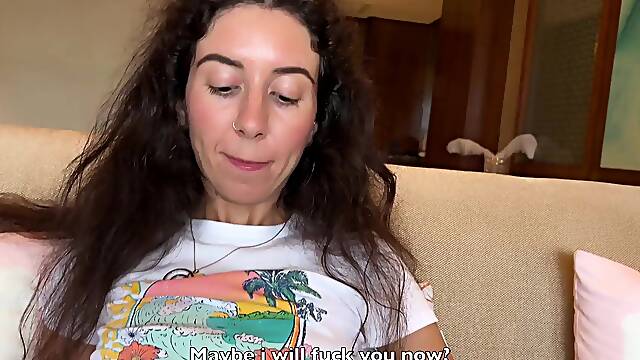 Public pickup - Took a chick from her cuckold husband from the beach to hotel room and fucked her