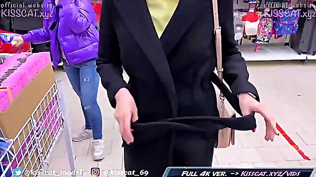 Slutty girl is giving a blowjob to a stranger, while they are in a public toilet