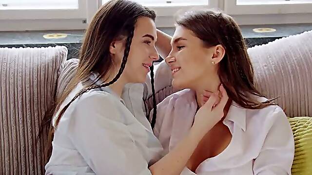 Sensual Love - Raw Pheromones Hot Lesbian Kissing With Hayli Sanders And Ellie Luna