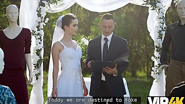 VIP4K. A Young Bride with a Beautiful Body Rides her Husband on their Wedding day
