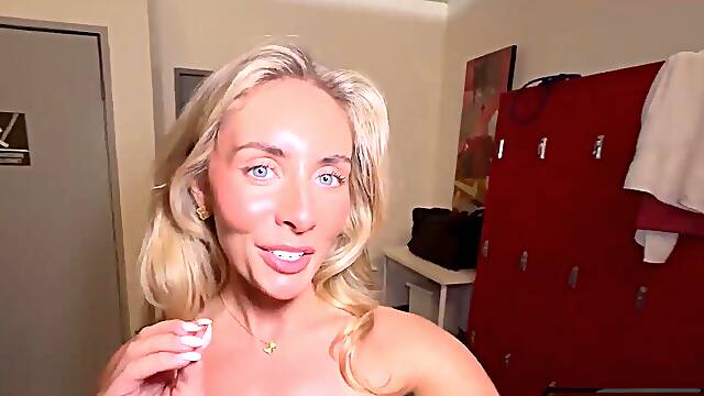 BustyCoed Bonnie Blues Tight Pussy Stretched by Hung Strangers Massive Cock in Locker Room Fuck Fest