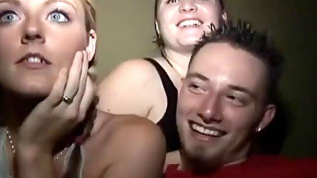 Trio with college party girls