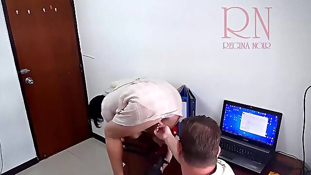 The boss is screwing the secretary web camera camera