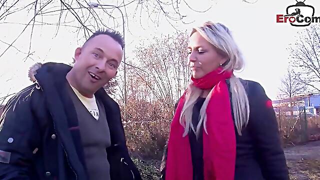 German blond housewife approached on the street for sex
