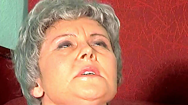 Granny rolls her eyes coz a large dong is stuck in her booty