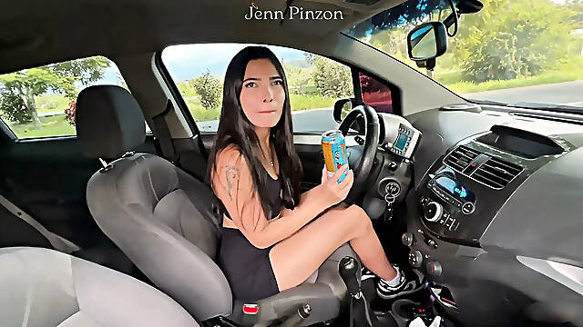 Hard ANAL of Colombian large booty Jenn Pinzon with Stranger Carrying in the Car