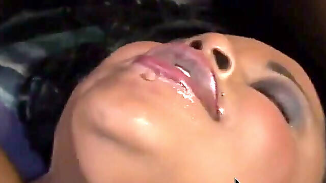 Ebony whore in black leather boots takes DP in threesome with black studs