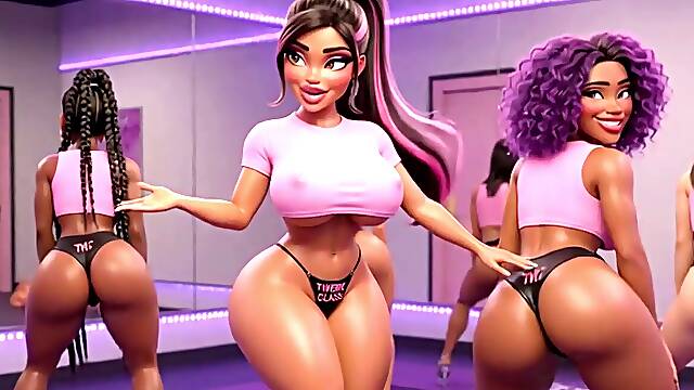Dame Teaches dirty dancing Class With Advanced Moves To college girls In Studio Session (AI generated)