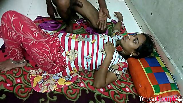 Hot Orgasm Sex with Natural Tits Indian Wife in Bed with Erotic Telugu Hindi Talking