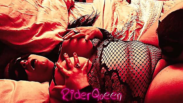 Slidershow, Fulfilling a Young Man's Fantasy with a Big Cock, Mask Party in Bed.