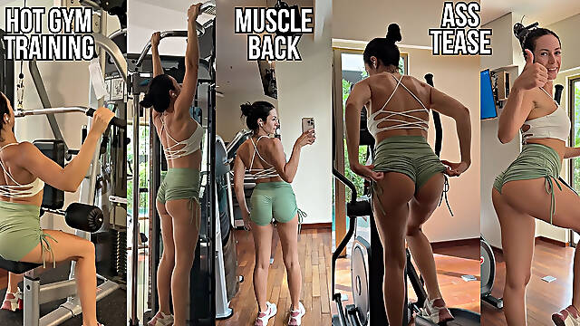 Hot Brunette Shows off Her Perfect Ass and Muscle Back